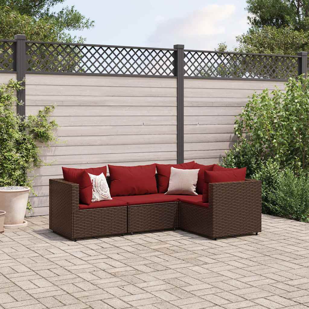 4-Tlg. Garten-Lounge-Set Mit Kissen Poly Rattan
