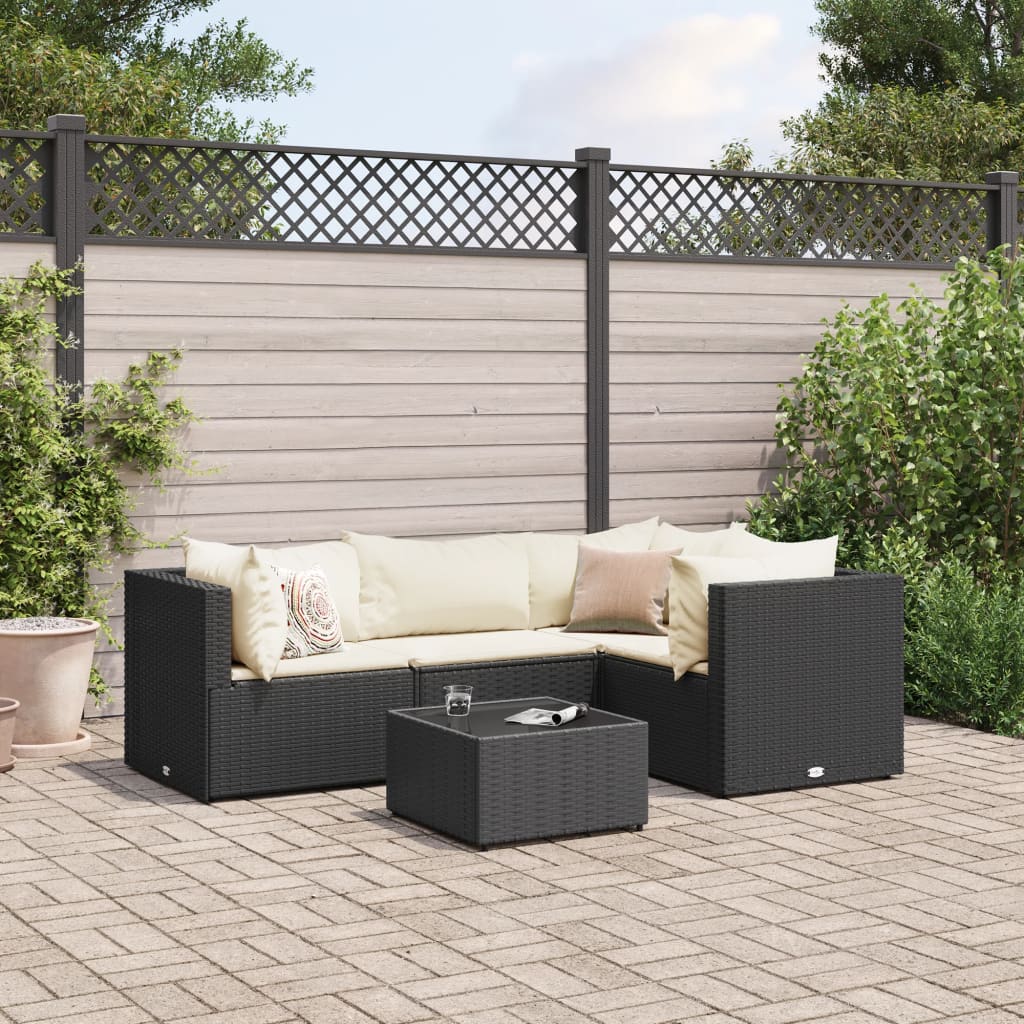 4-Tlg. Garten-Lounge-Set Mit Kissen Poly Rattan