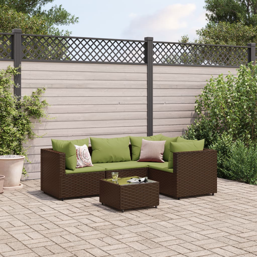 4-Tlg. Garten-Lounge-Set Mit Kissen Poly Rattan