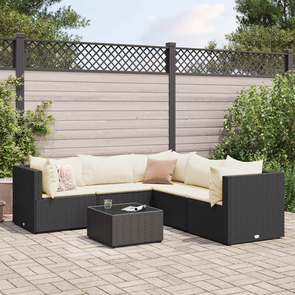 6-Tlg. Garten-Lounge-Set Mit Kissen Poly Rattan