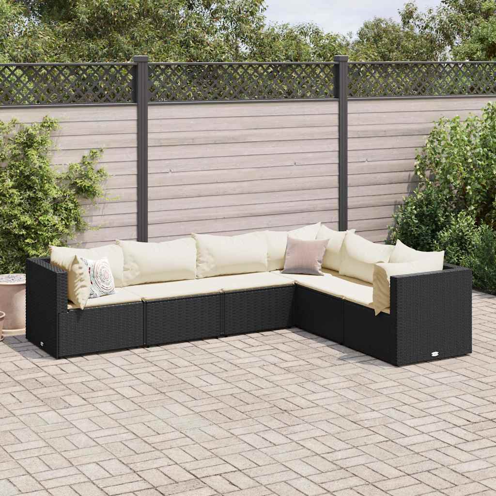 6-Tlg. Garten-Lounge-Set Mit Kissen Poly Rattan
