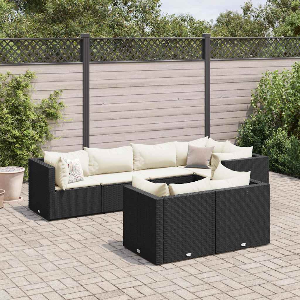 8-Tlg. Garten-Lounge-Set Mit Kissen Poly Rattan
