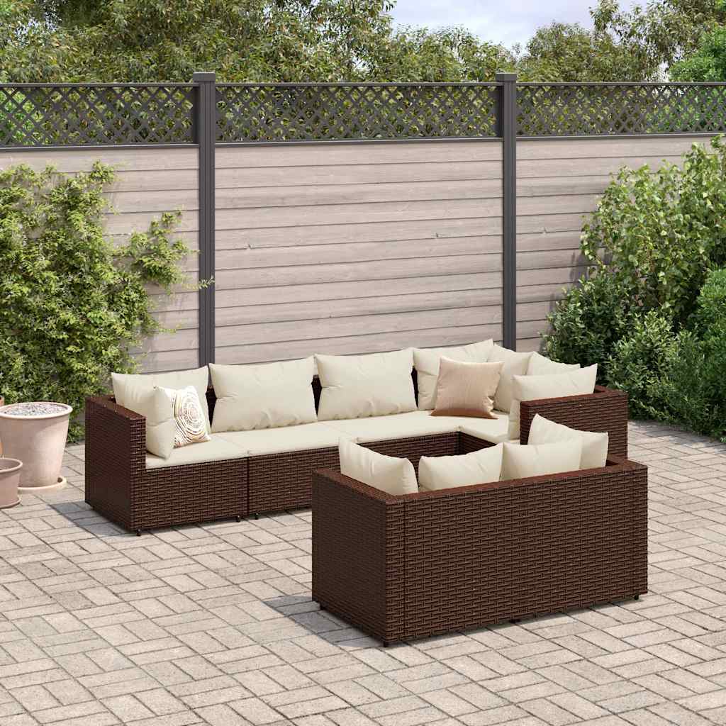 8-Tlg. Garten-Lounge-Set Mit Kissen Poly Rattan