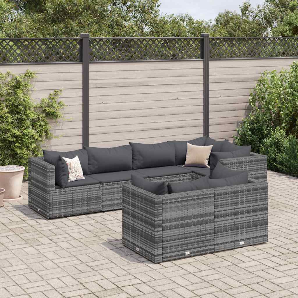 8-Tlg. Garten-Lounge-Set Mit Kissen Poly Rattan