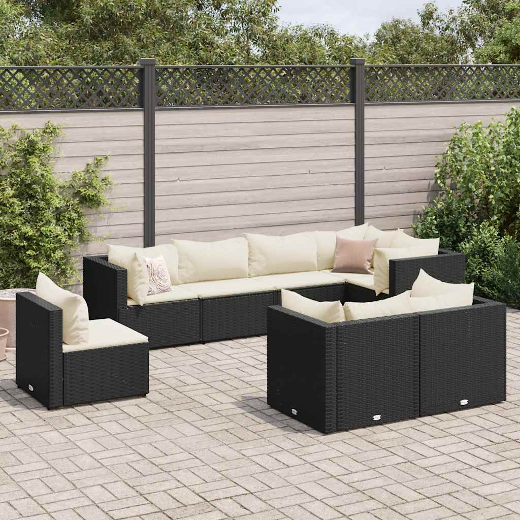 8-Tlg. Garten-Lounge-Set Mit Kissen Poly Rattan