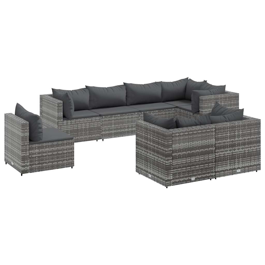 8-Tlg. Garten-Lounge-Set Mit Kissen Poly Rattan