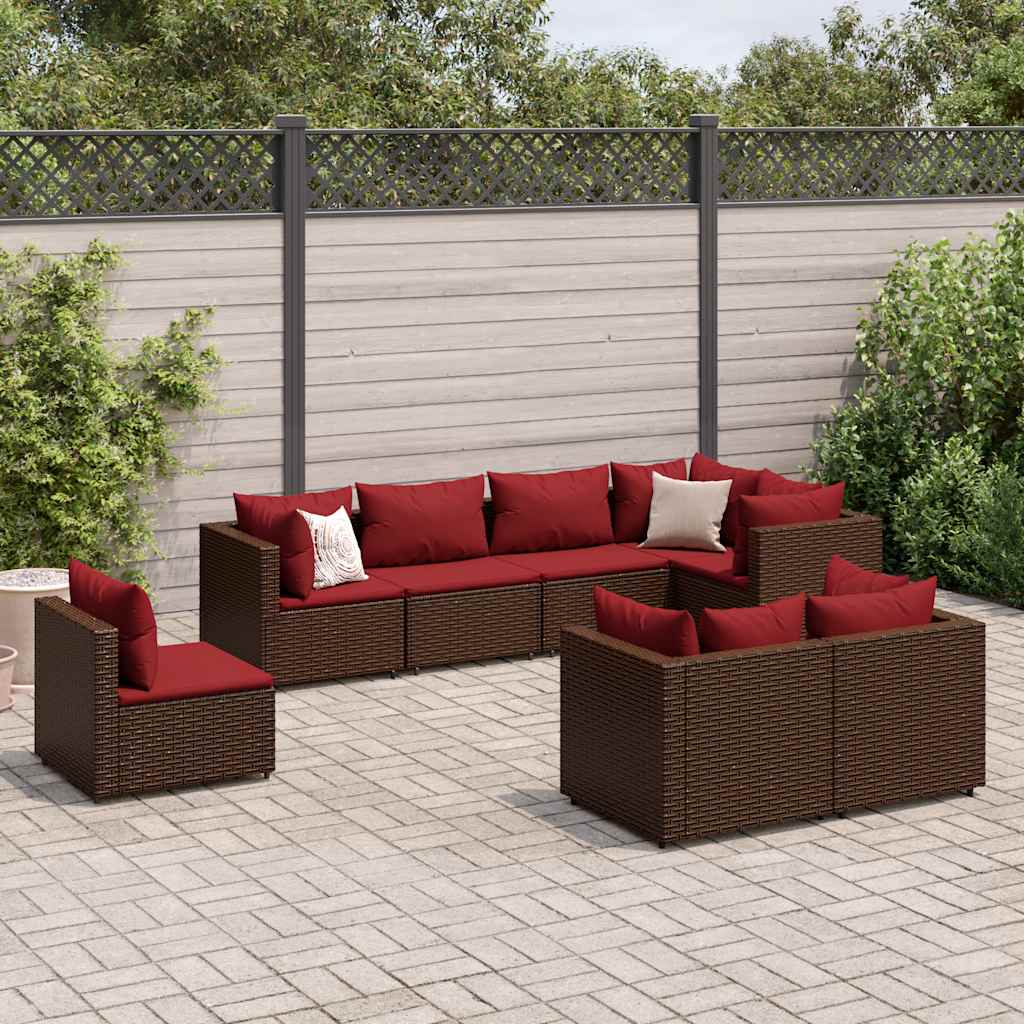 8-Tlg. Garten-Lounge-Set Mit Kissen Poly Rattan