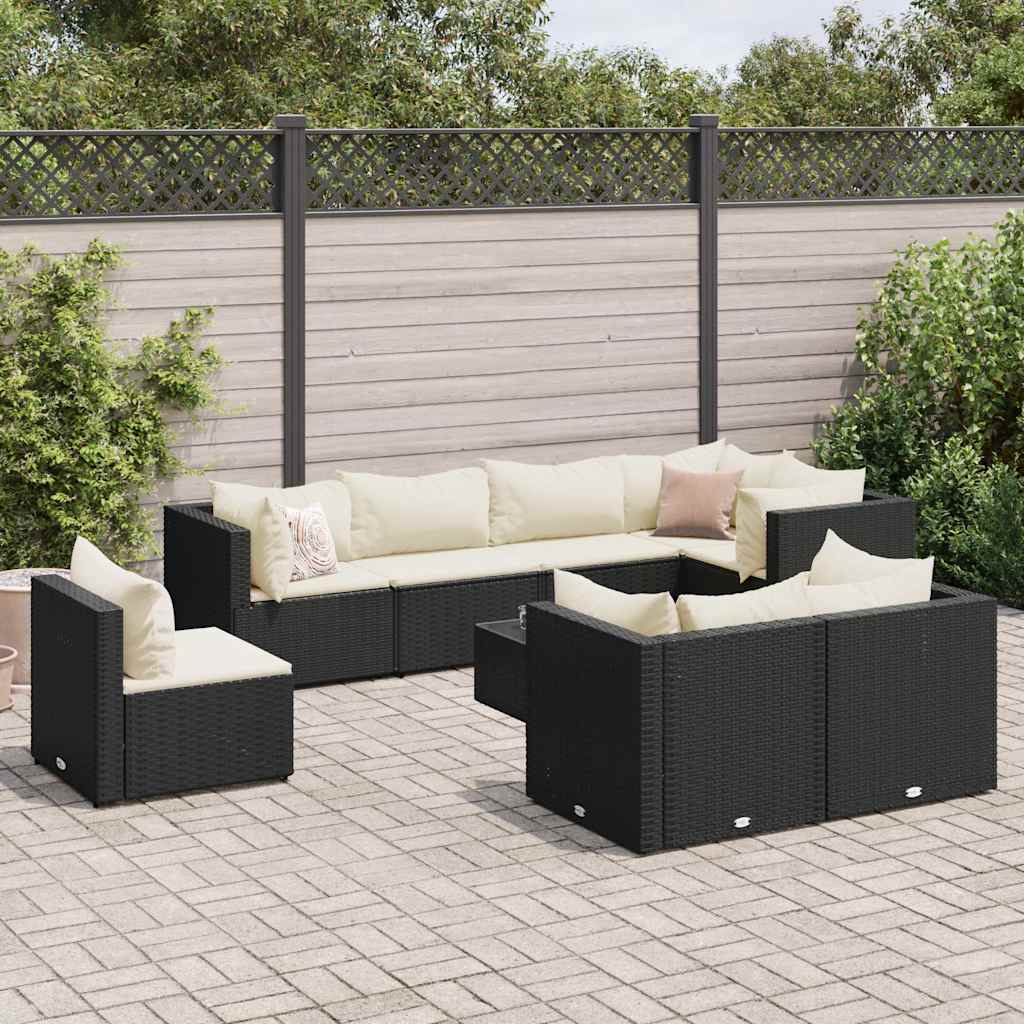 8-Tlg. Garten-Lounge-Set Mit Kissen Poly Rattan