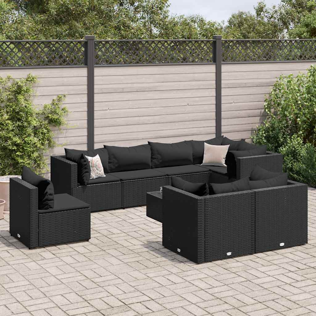 8-Tlg. Garten-Lounge-Set Mit Kissen Poly Rattan