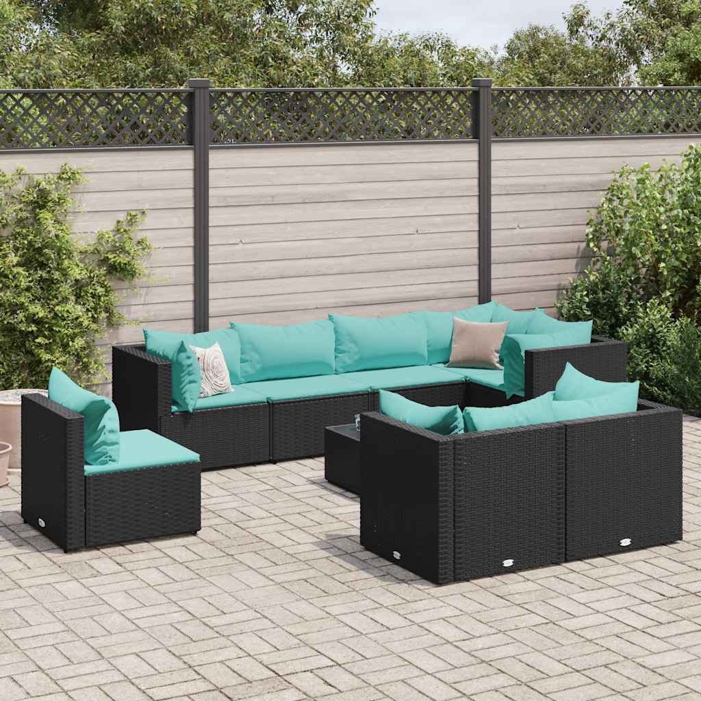 8-Tlg. Garten-Lounge-Set Mit Kissen Poly Rattan