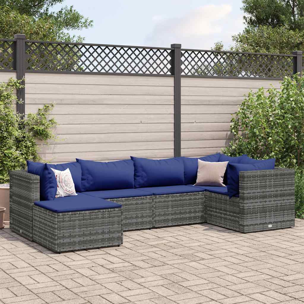 8-Tlg. Garten-Lounge-Set Mit Kissen Poly Rattan