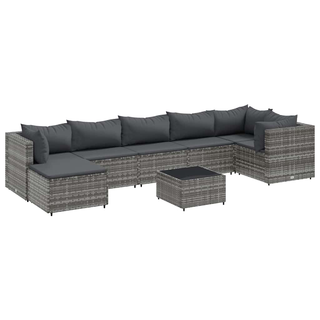 8-Tlg. Garten-Lounge-Set Mit Kissen Poly Rattan