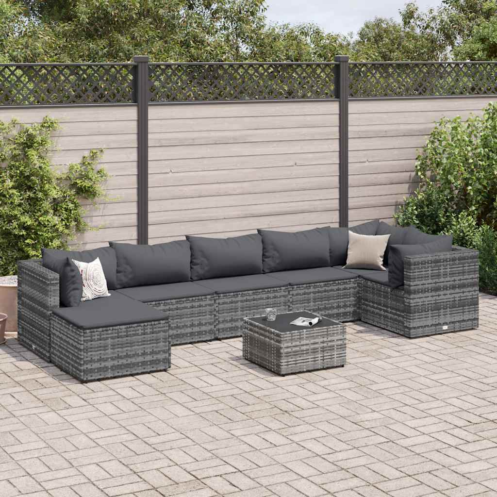 8-Tlg. Garten-Lounge-Set Mit Kissen Poly Rattan
