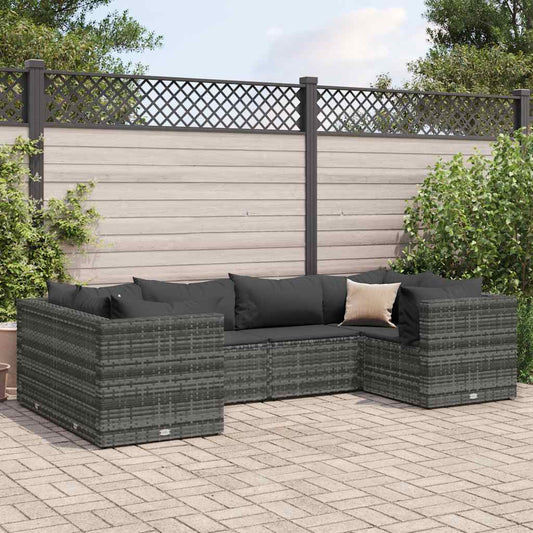 6-Tlg. Garten-Lounge-Set Mit Kissen Poly Rattan