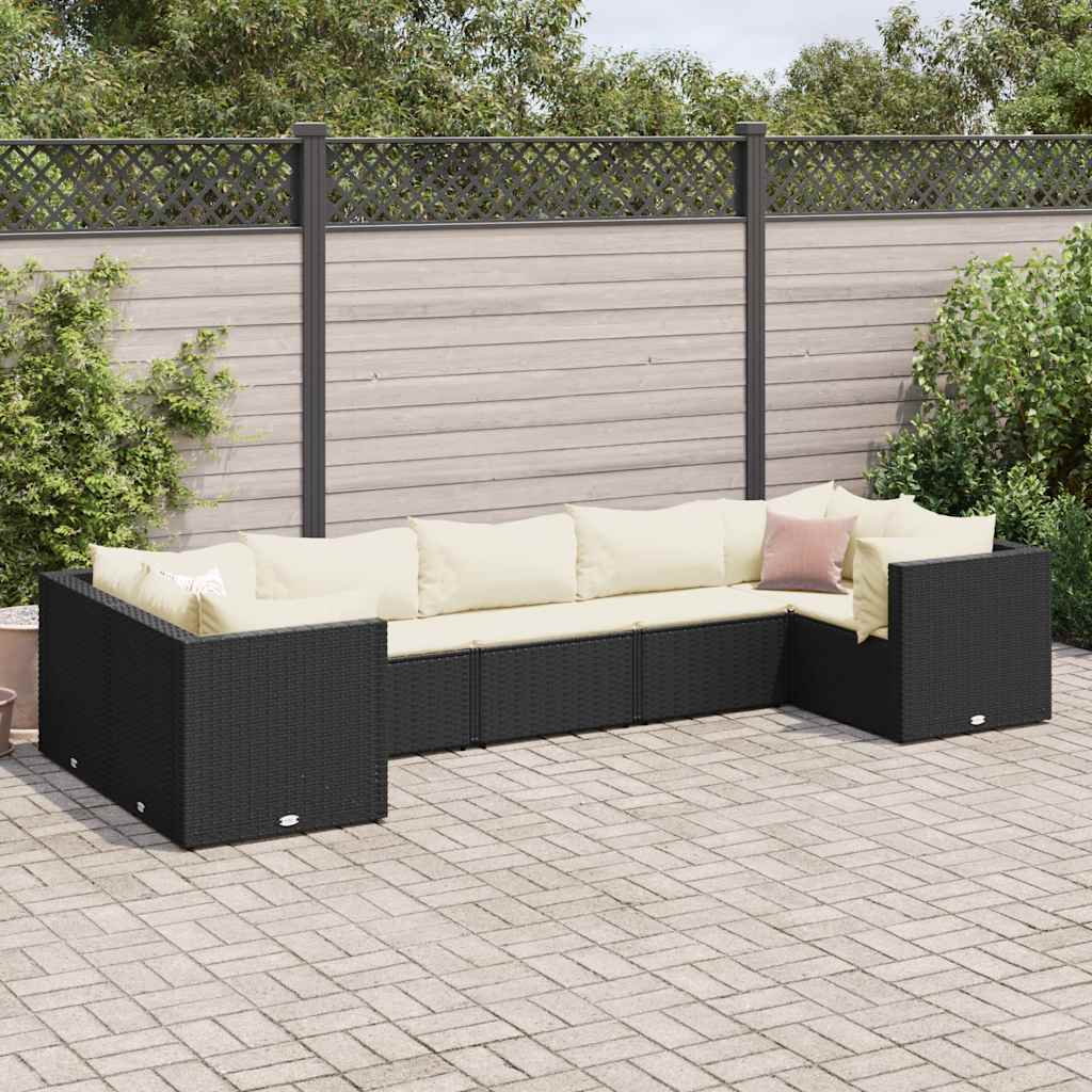 6-Tlg. Garten-Lounge-Set Mit Kissen Poly Rattan