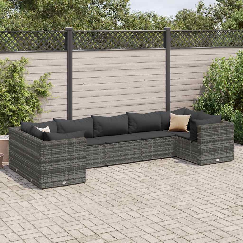 6-Tlg. Garten-Lounge-Set Mit Kissen Poly Rattan