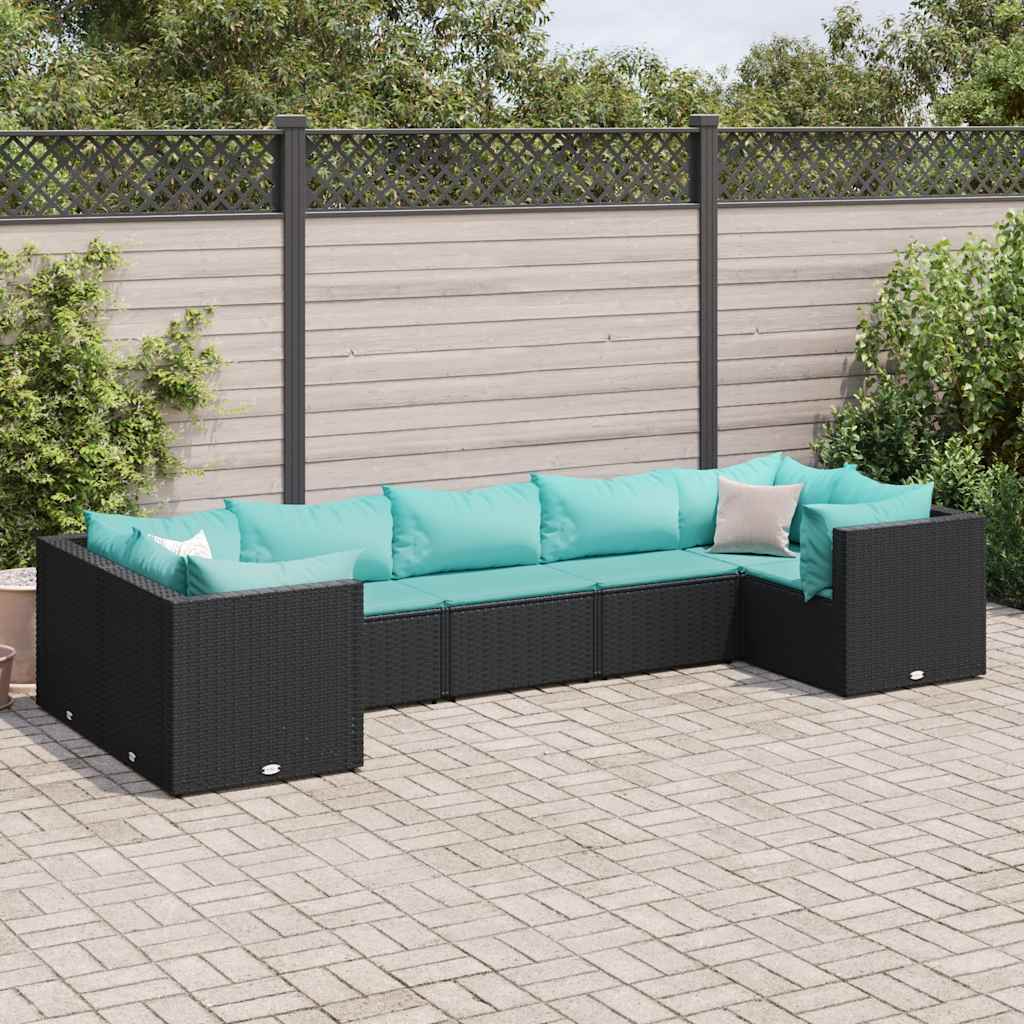 6-Tlg. Garten-Lounge-Set Mit Kissen Poly Rattan