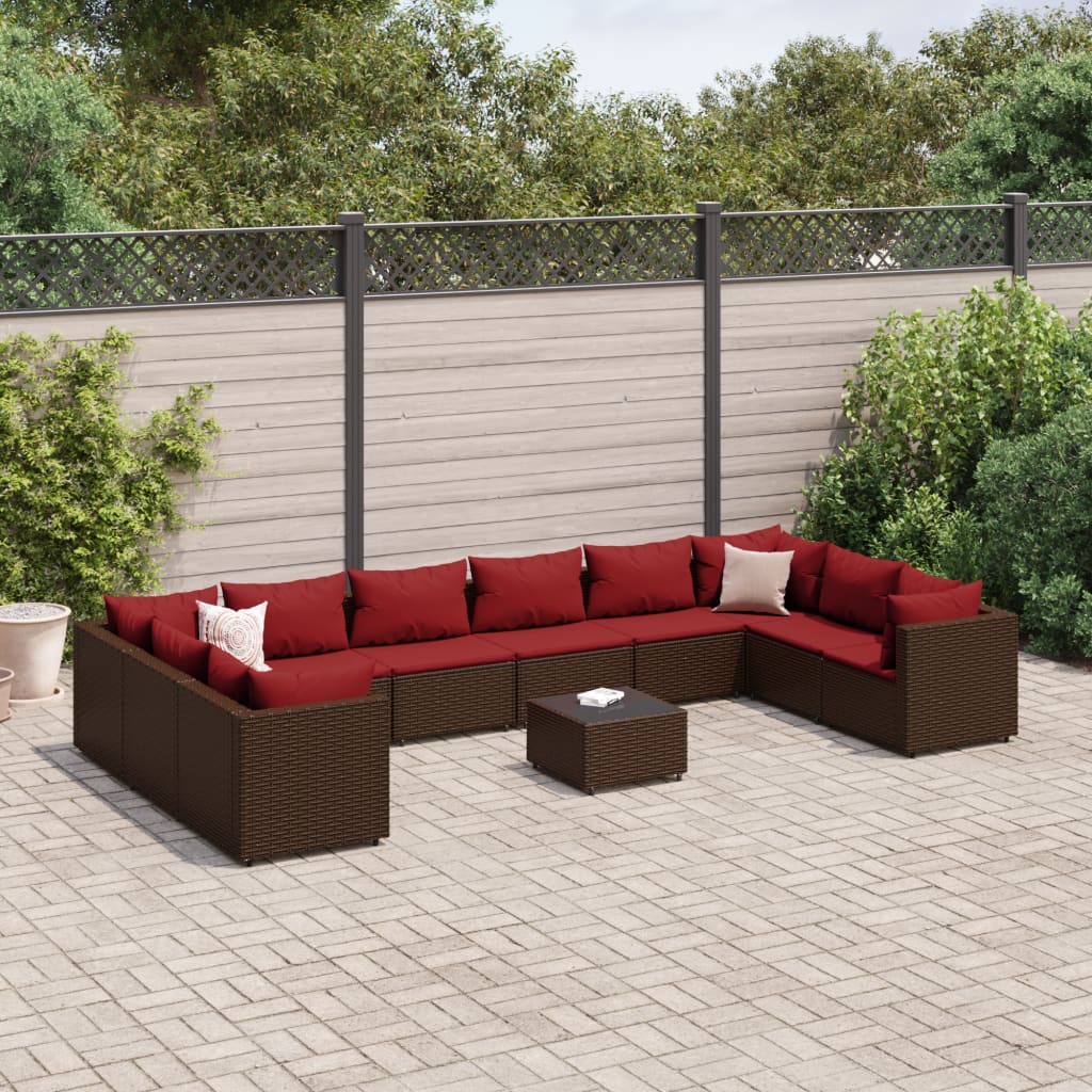 6-Tlg. Garten-Lounge-Set Mit Kissen Poly Rattan