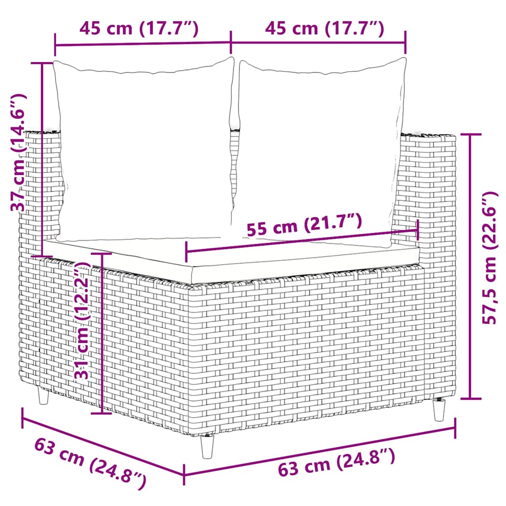 6-Tlg. Garten-Sofagarnitur Mit Kissen Braun Poly Rattan