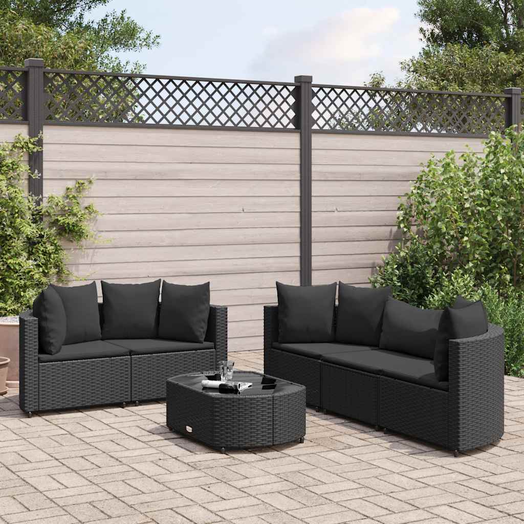6-Tlg. Garten-Sofagarnitur Mit Kissen Braun Poly Rattan