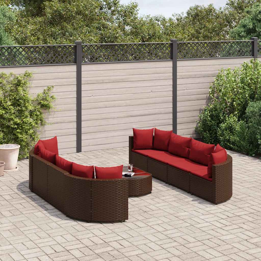 7-Tlg. Garten-Sofagarnitur Mit Kissen Braun Poly Rattan