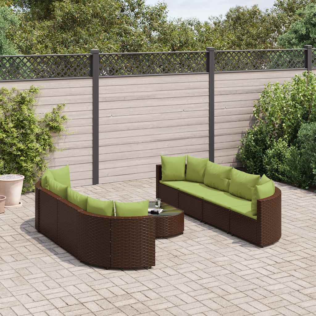 7-Tlg. Garten-Sofagarnitur Mit Kissen Braun Poly Rattan