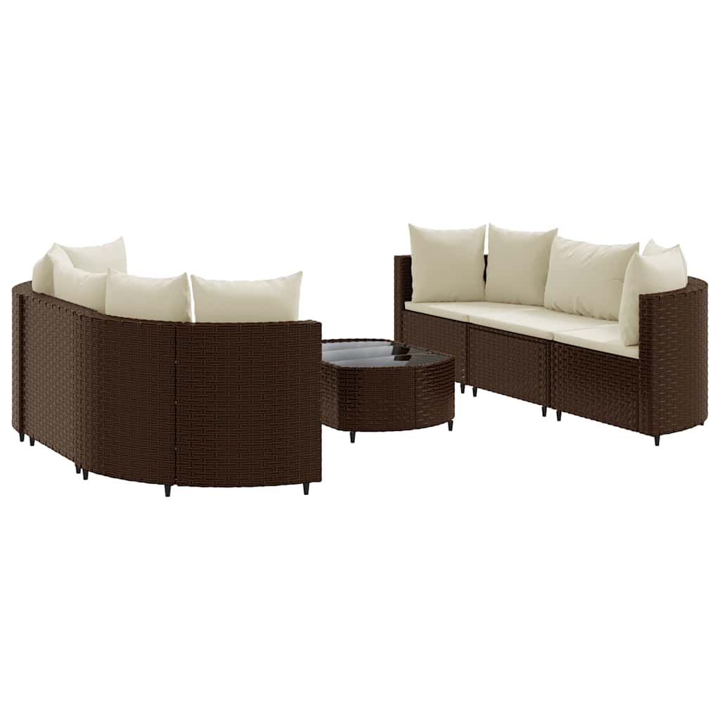 7-Tlg. Garten-Sofagarnitur Mit Kissen Braun Poly Rattan