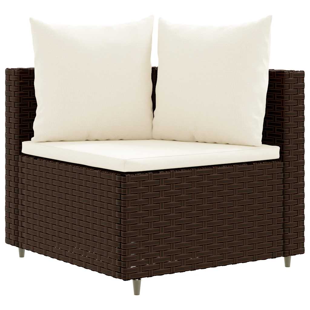 7-Tlg. Garten-Sofagarnitur Mit Kissen Braun Poly Rattan