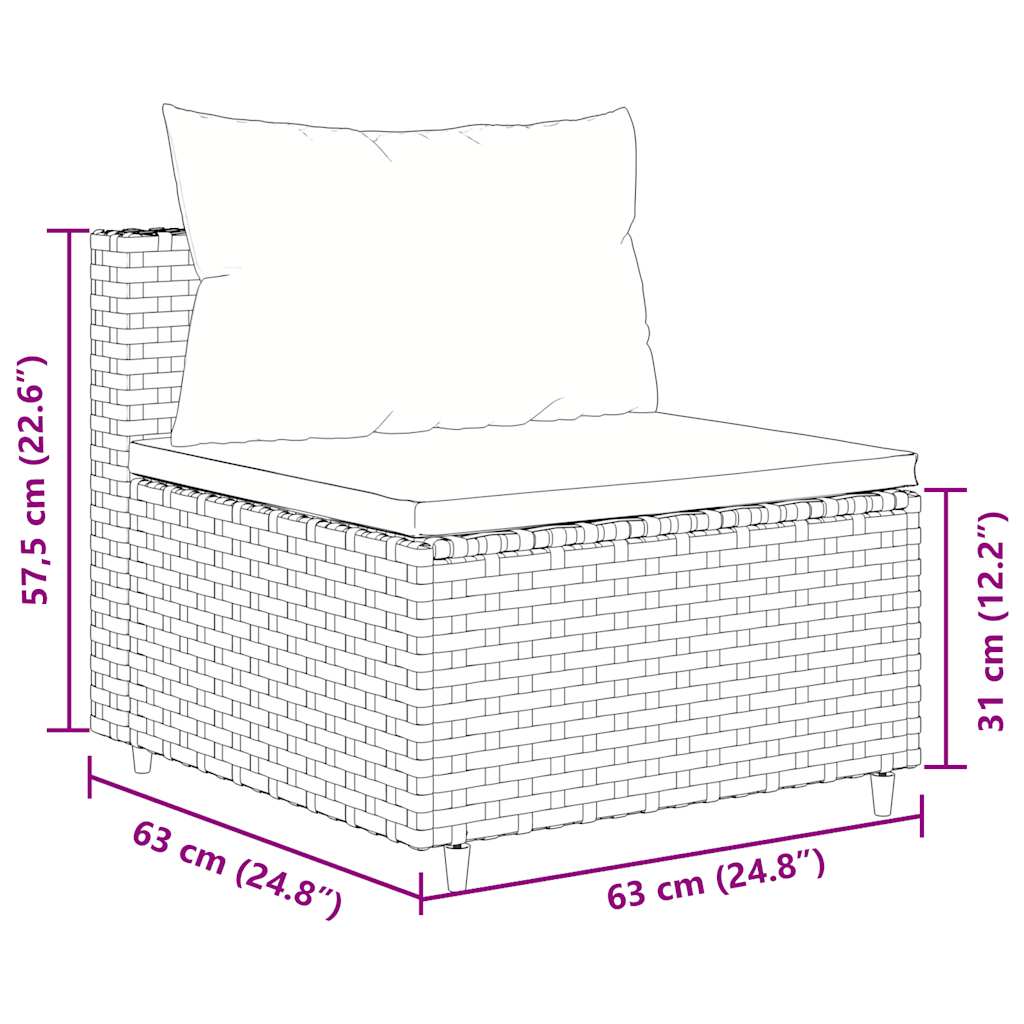7-Tlg. Garten-Sofagarnitur Mit Kissen Braun Poly Rattan