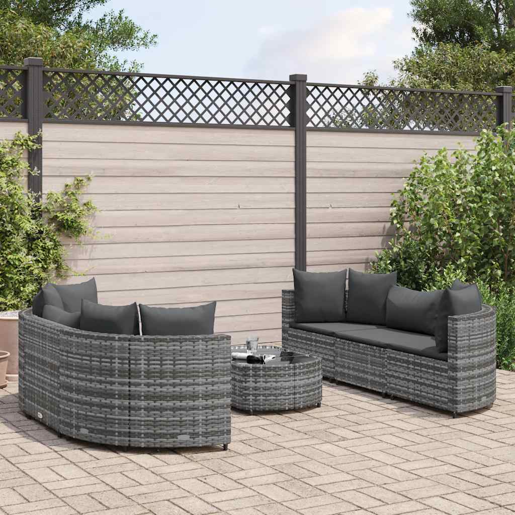 7-Tlg. Garten-Sofagarnitur Mit Kissen Braun Poly Rattan