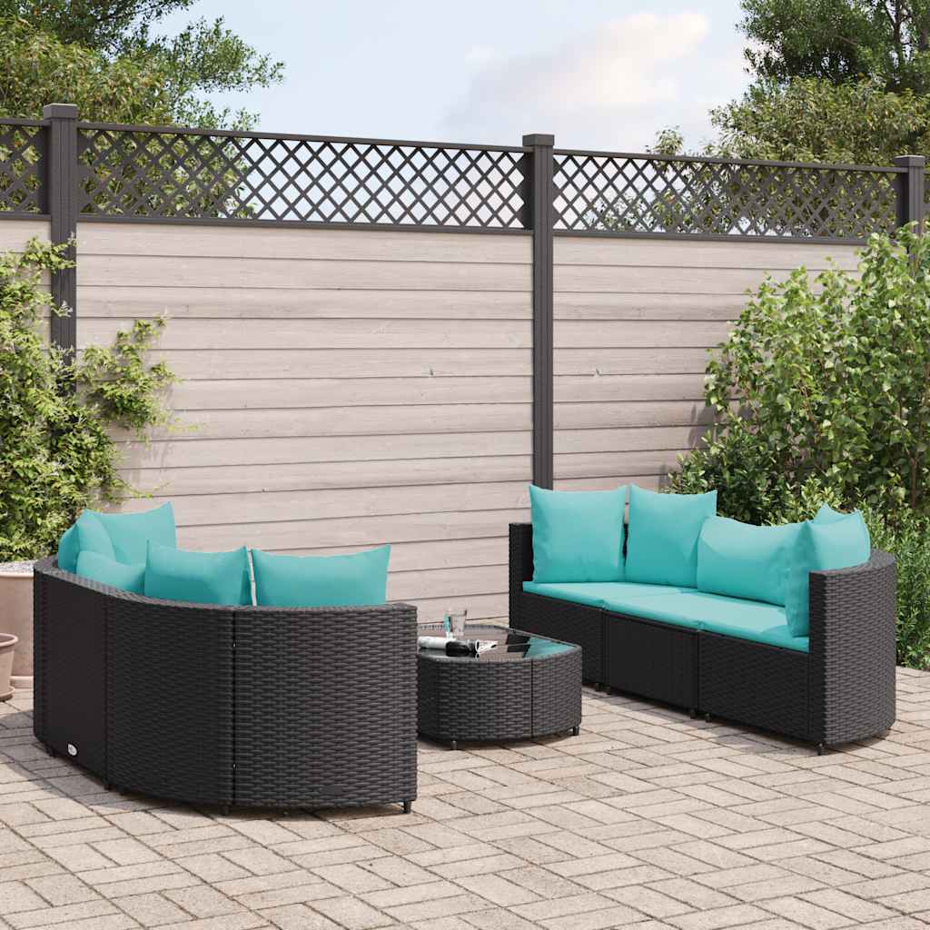 7-Tlg. Garten-Sofagarnitur Mit Kissen Braun Poly Rattan