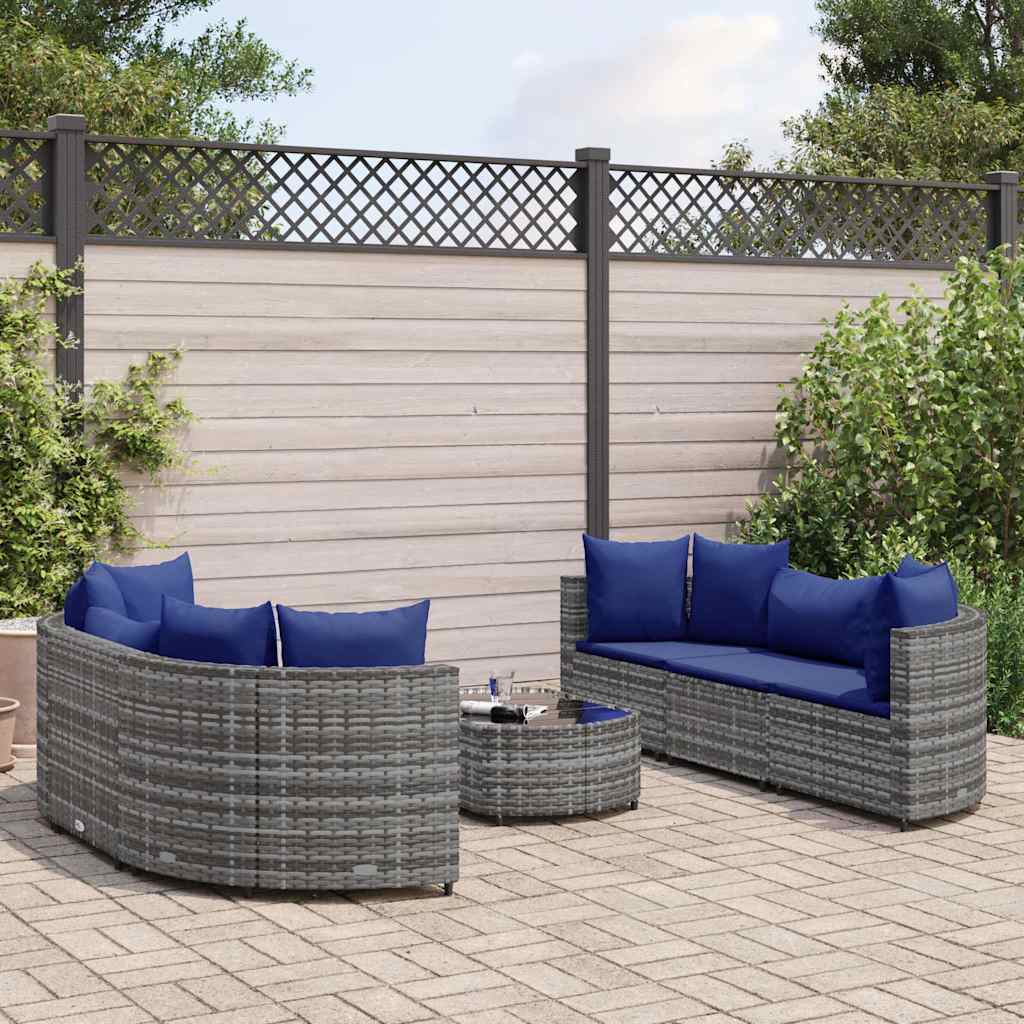 7-Tlg. Garten-Sofagarnitur Mit Kissen Braun Poly Rattan