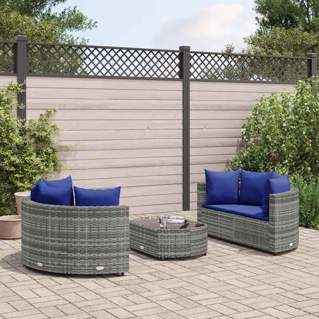 5-Tlg. Garten-Sofagarnitur Mit Kissen Braun Poly Rattan