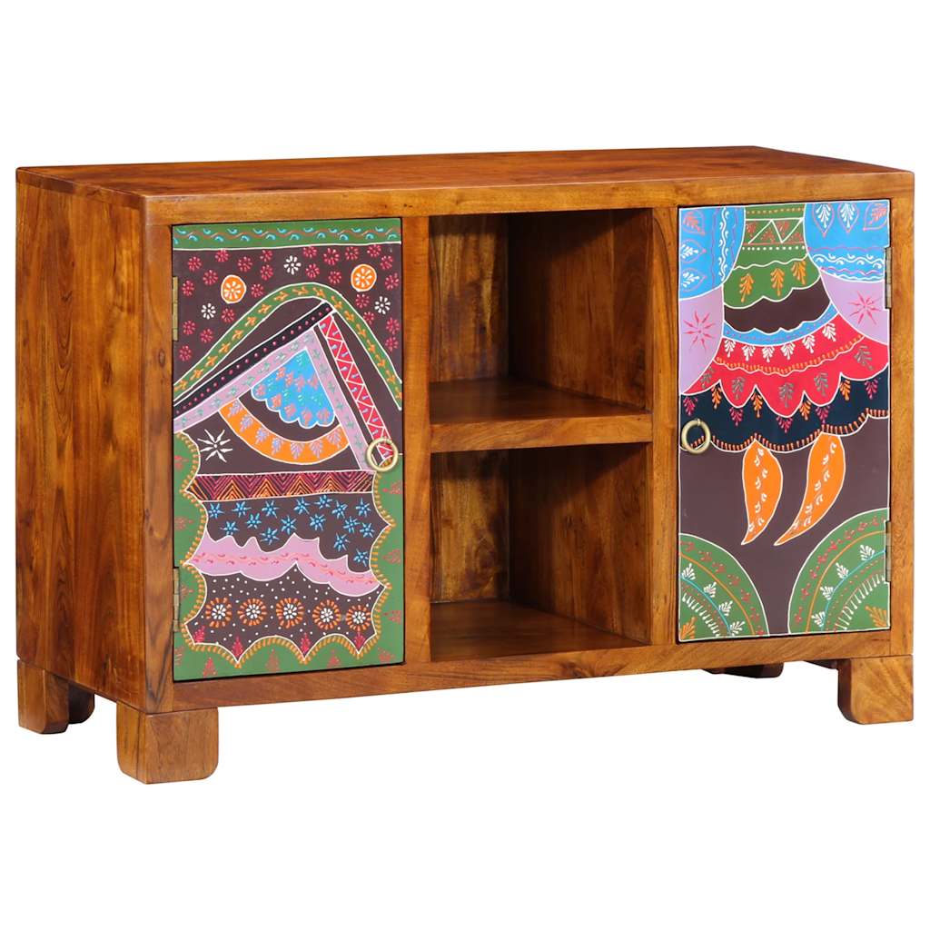 Sideboard Mehrfarbig 90X35X60 Cm Massivholz Akazie
