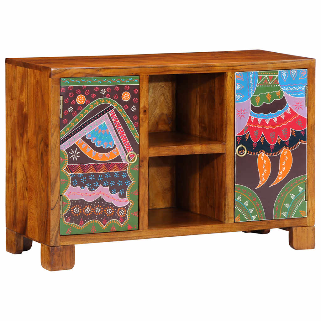 Sideboard Mehrfarbig 90X35X60 Cm Massivholz Akazie