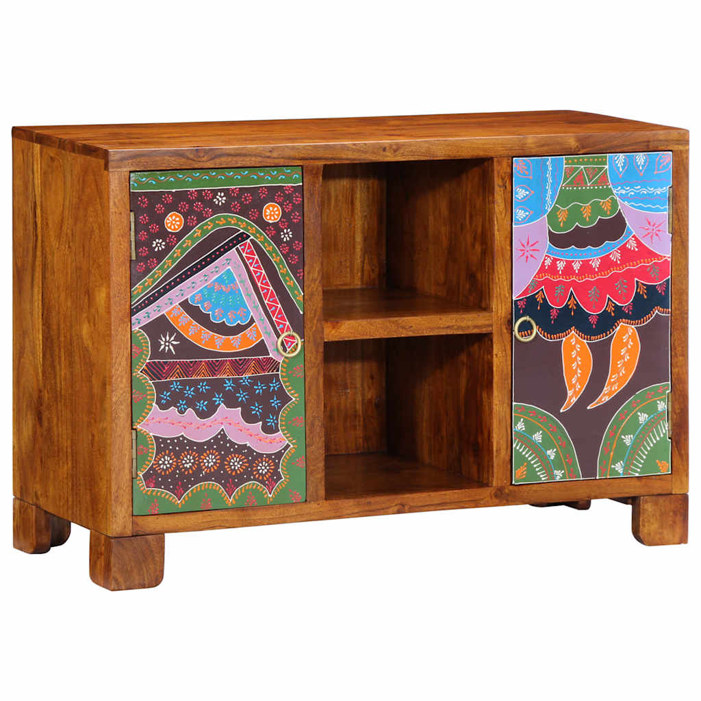 Sideboard Mehrfarbig 90X35X60 Cm Massivholz Akazie