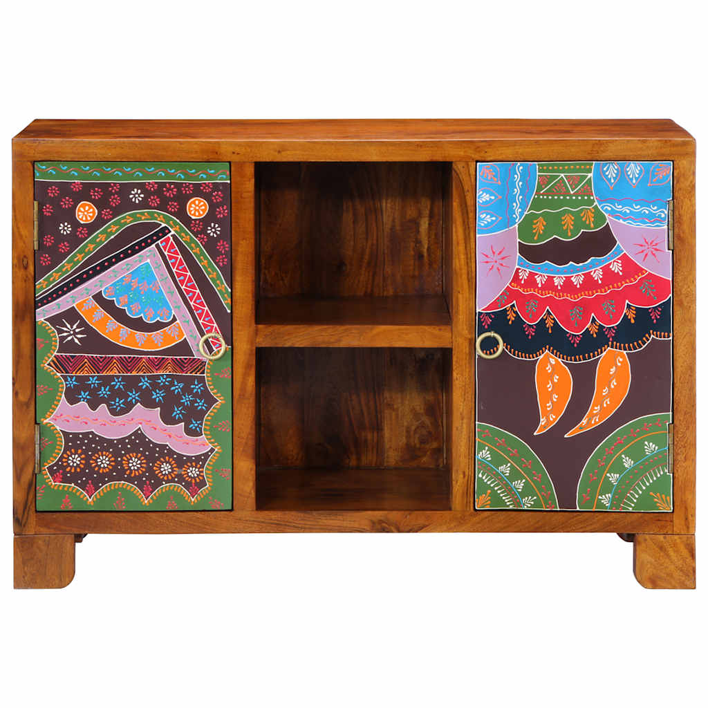 Sideboard Mehrfarbig 90X35X60 Cm Massivholz Akazie