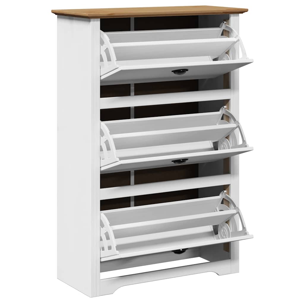 Schuhregal Bodo 80X35X118 Cm Weiß Und Braun