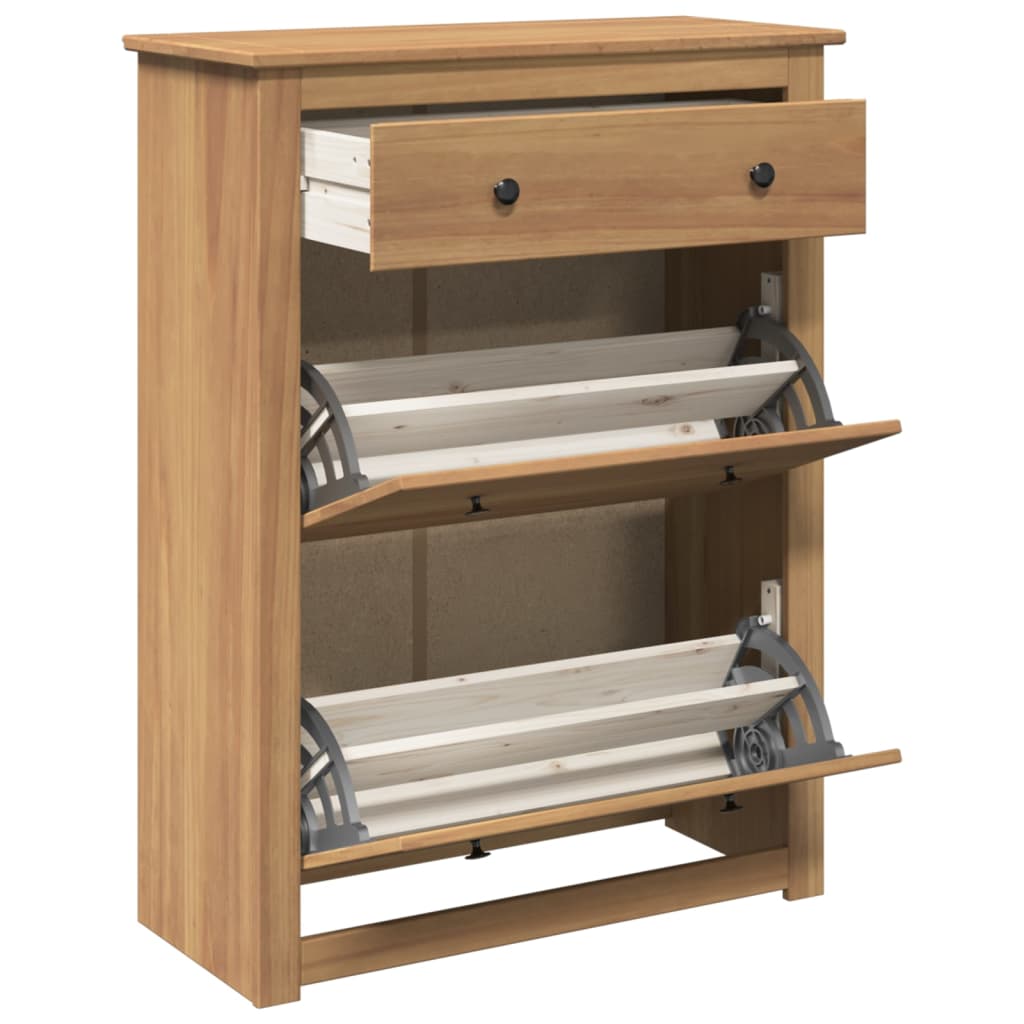 Schuhschrank Panama 80X35X105 Cm Massivholz Kiefer Betongrau