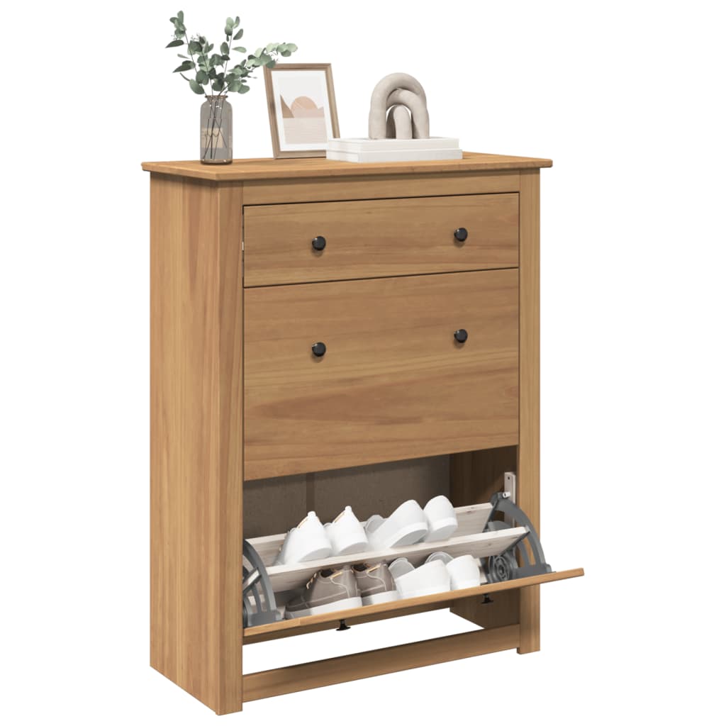 Schuhschrank Panama 80X35X105 Cm Massivholz Kiefer Betongrau