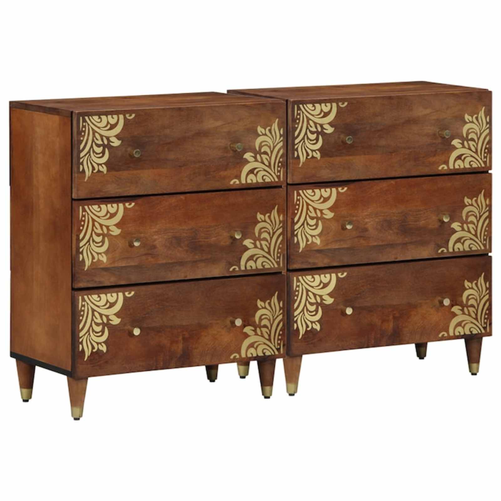 Sideboard 2 Pcs Honigbraun 60 X 33 X 75 Cm Massivholz Mango