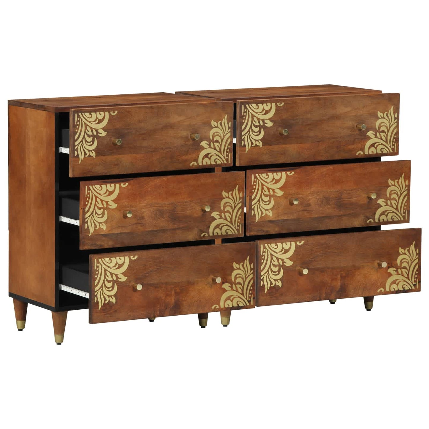 Sideboard 2 Pcs Honigbraun 60 X 33 X 75 Cm Massivholz Mango