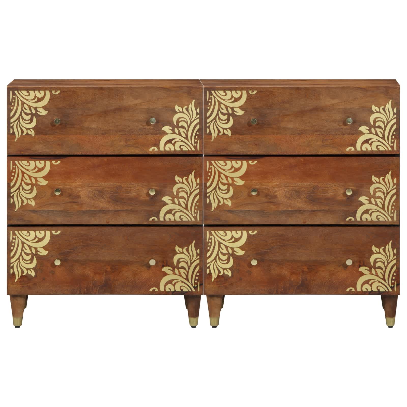 Sideboard 2 Pcs Honigbraun 60 X 33 X 75 Cm Massivholz Mango