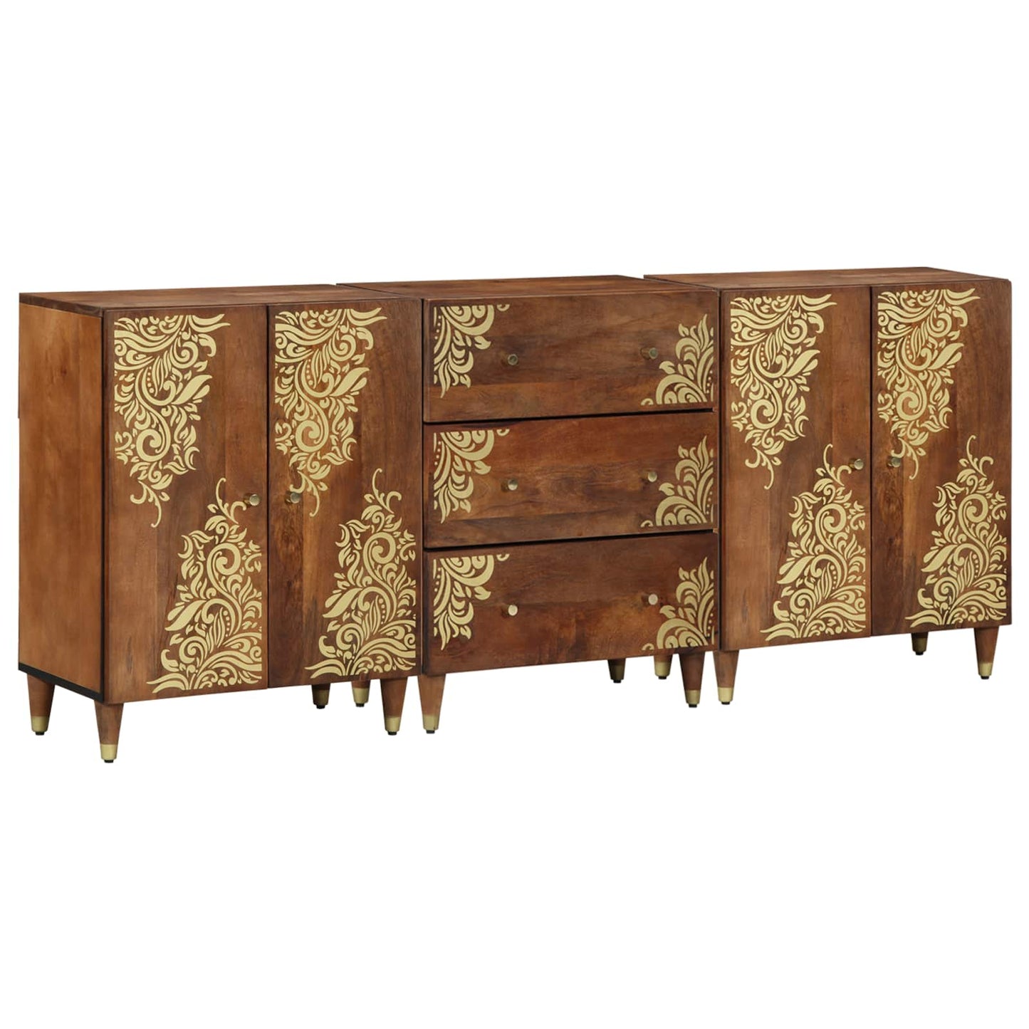 Badezimmerschrank-Set Mit Schubladen 3 Pcs Und Gold