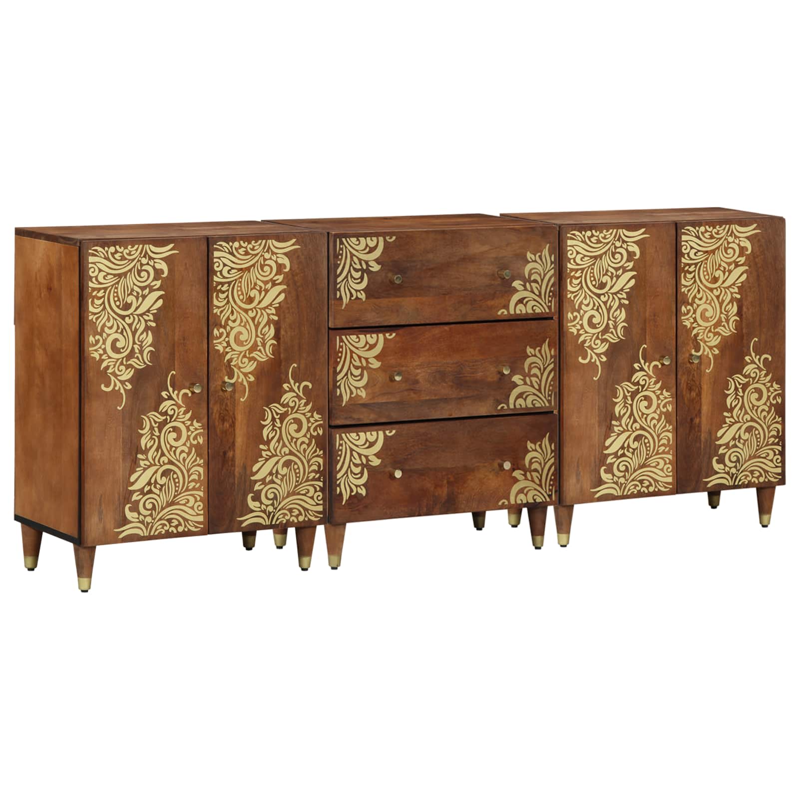Badezimmerschrank-Set Mit Schubladen 3 Pcs Und Gold