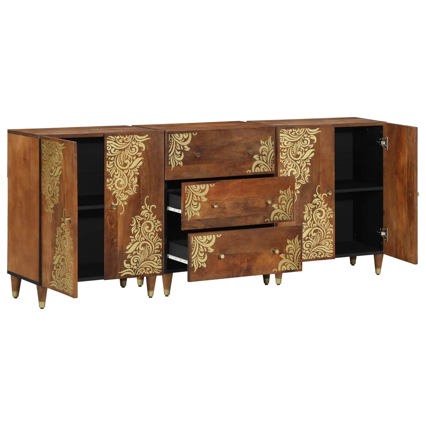 Badezimmerschrank-Set Mit Schubladen 3 Pcs Und Gold