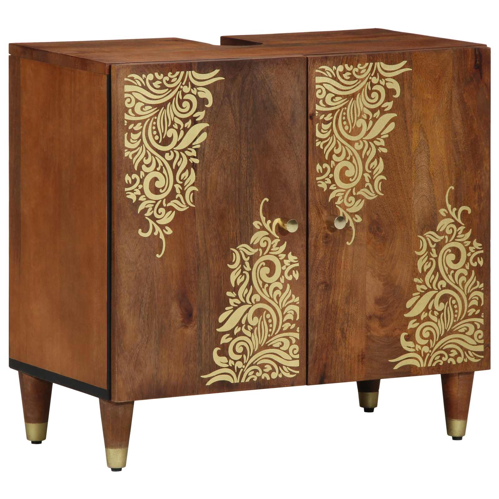 Badezimmerschrank-Set Mit Tür 4 Pcs Honigbraun Massivholz Mango