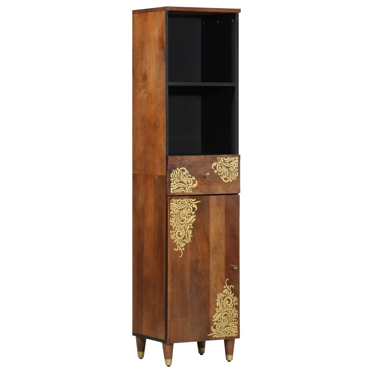 Badezimmerschrank-Set Mit Tür 5 Pcs Honigbraun Massivholz Mango