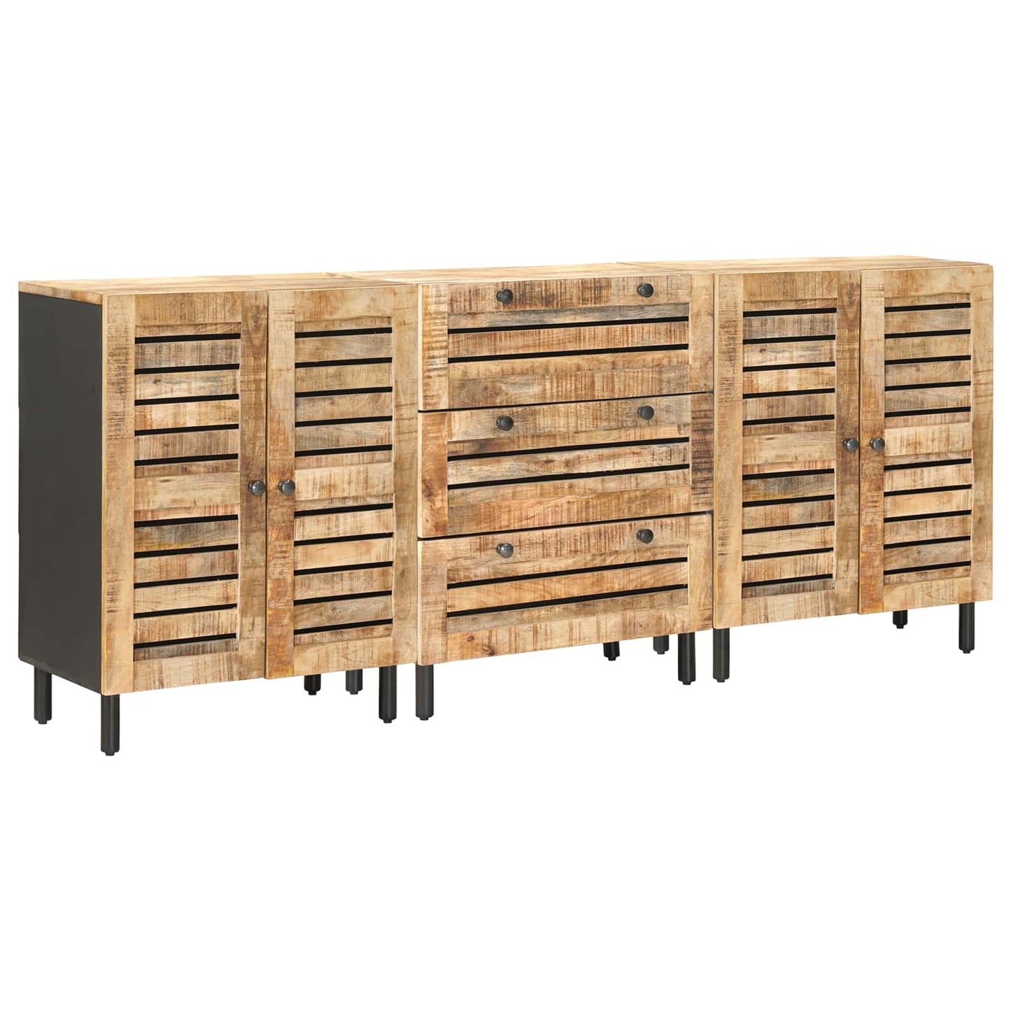 Stauraumschränke 3 Stk. 180 X 33 X 75 Cm Massivholz Mango Natur