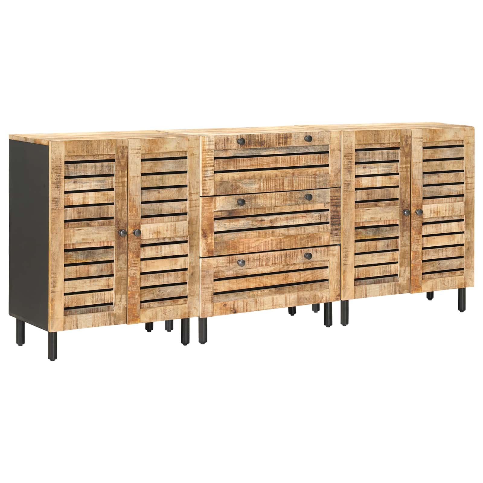 Stauraumschränke 3 Stk. 180 X 33 X 75 Cm Massivholz Mango Natur